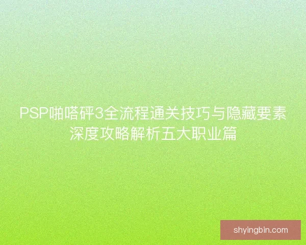 PSP啪嗒砰3全流程通关技巧与隐藏要素深度攻略解析五大职业篇