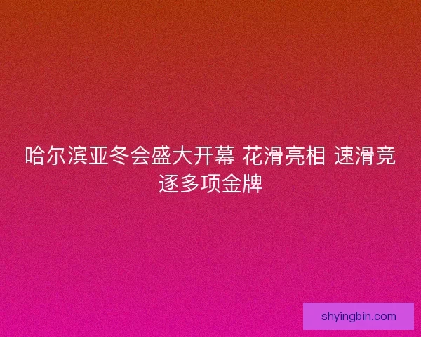 哈尔滨亚冬会盛大开幕 花滑亮相 速滑竞逐多项金牌