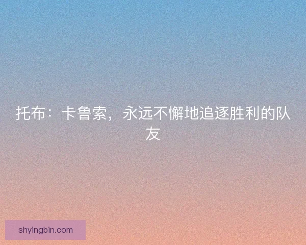 托布:卡鲁索,永远不懈地追逐胜利的队友 托布:卡鲁索,永远不懈地追逐胜利的队友